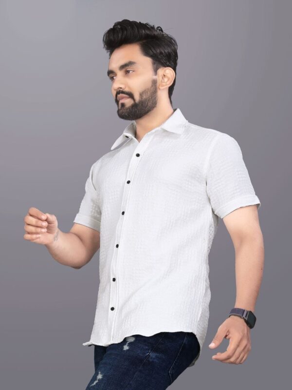 MENS EXCLUSIVE LUDO CHECK HALF SLEEVE plain SHIRT - Image 4
