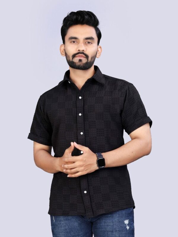 MENS EXCLUSIVE LUDO CHECK HALF SLEEVE plain SHIRT