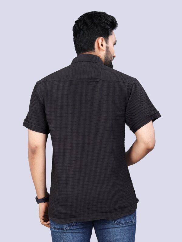 MENS EXCLUSIVE LUDO CHECK HALF SLEEVE plain SHIRT - Image 2