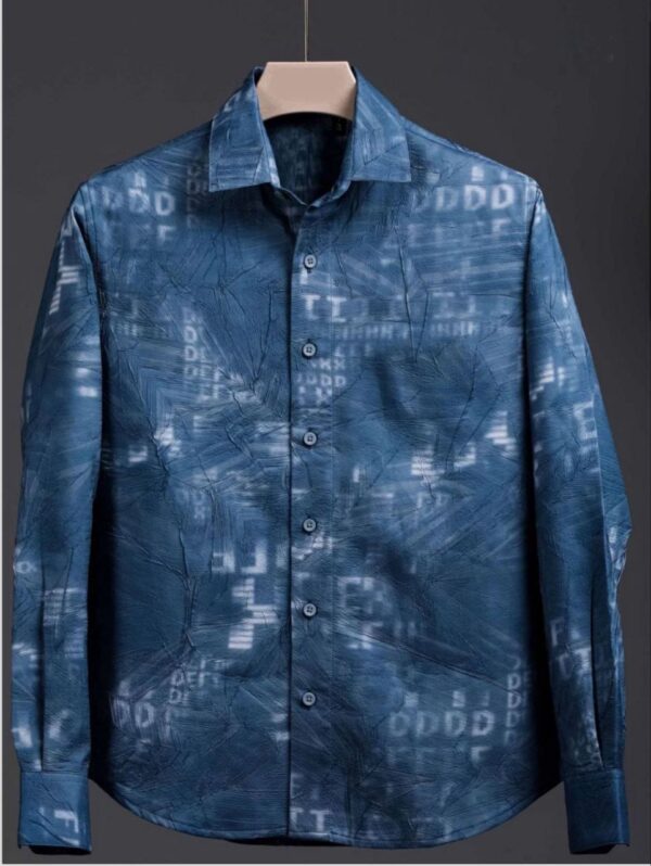 MENS COTTON FABRIC ITALIAN CRUSH PRINTED FULL SLEEVE SHIRT - Image 2