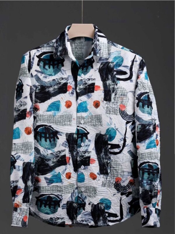 MENS COTTON FABRIC ITALIAN CRUSH PRINTED FULL SLEEVE SHIRT