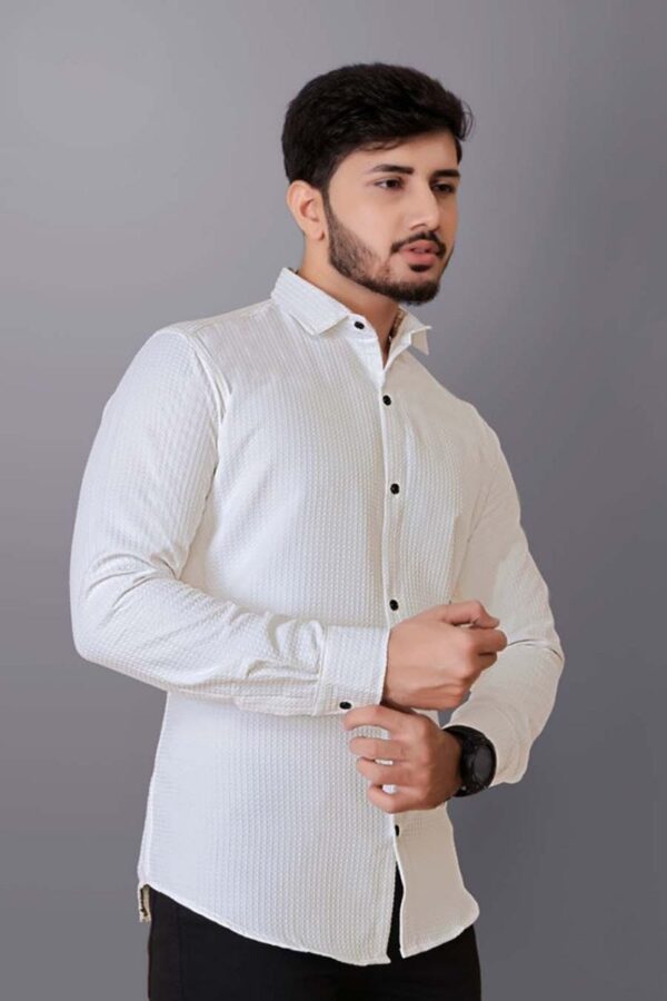 MENS PREMIUM PLAIN FULL SLEEVE SHIRT [WAFFLE FABRIC] - Image 2