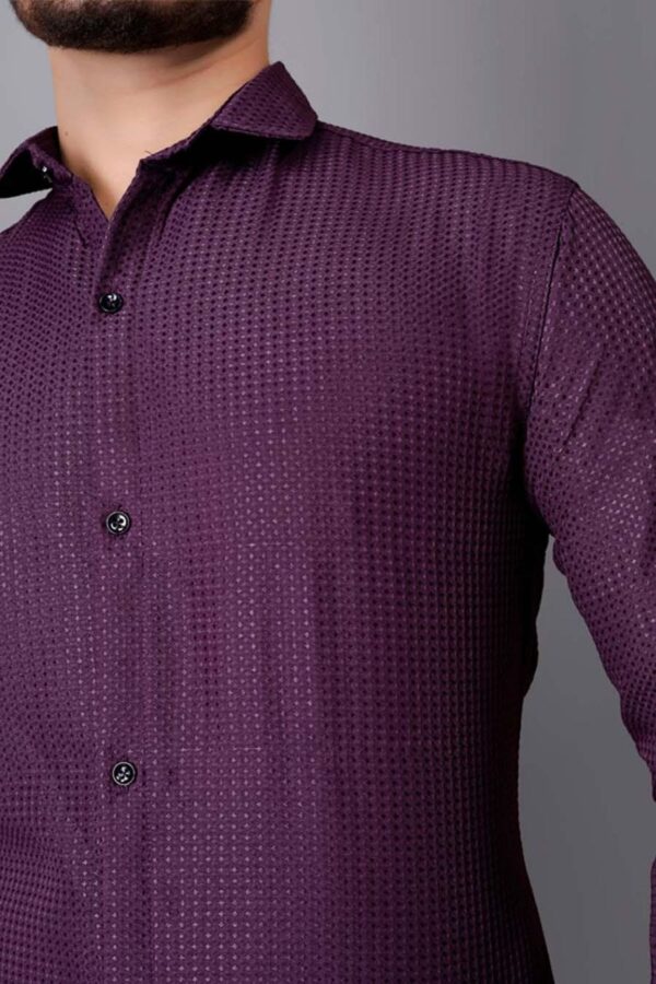 MENS PREMIUM PLAIN FULL SLEEVE SHIRT [WAFFLE FABRIC] - Image 3