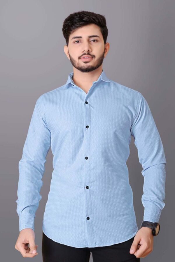 MENS PREMIUM PLAIN FULL SLEEVE SHIRT [WAFFLE FABRIC] - Image 2