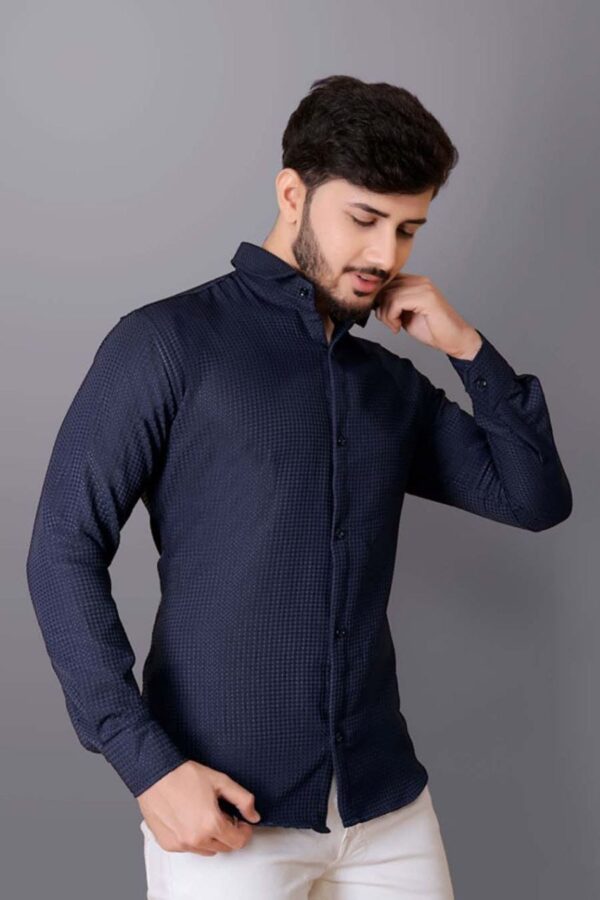 MENS PREMIUM PLAIN FULL SLEEVE SHIRT [WAFFLE FABRIC] - Image 2