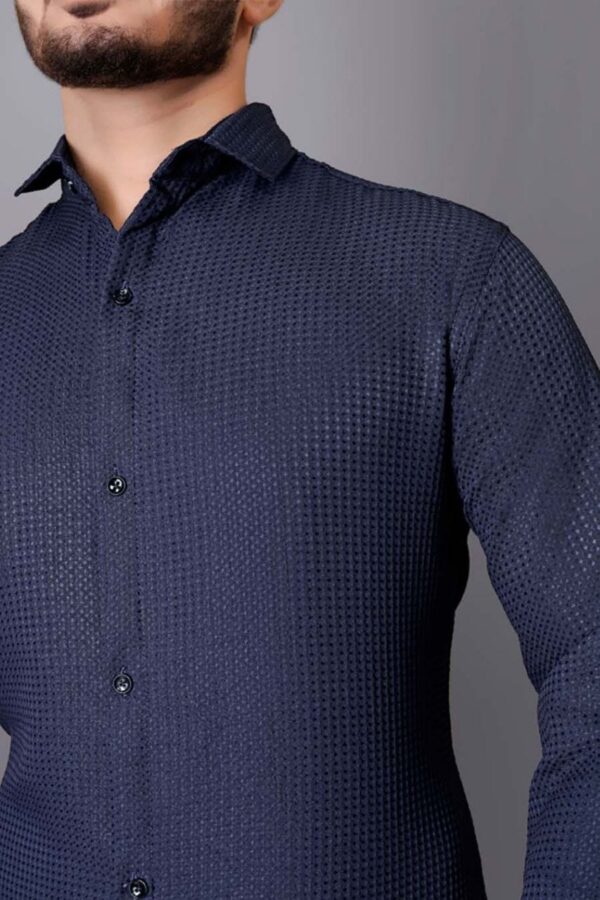 MENS PREMIUM PLAIN FULL SLEEVE SHIRT [WAFFLE FABRIC] - Image 3