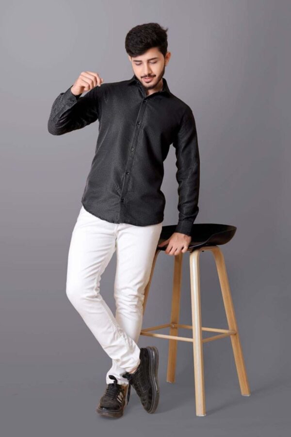 MENS PREMIUM PLAIN FULL SLEEVE SHIRT [WAFFLE FABRIC]] - Image 3