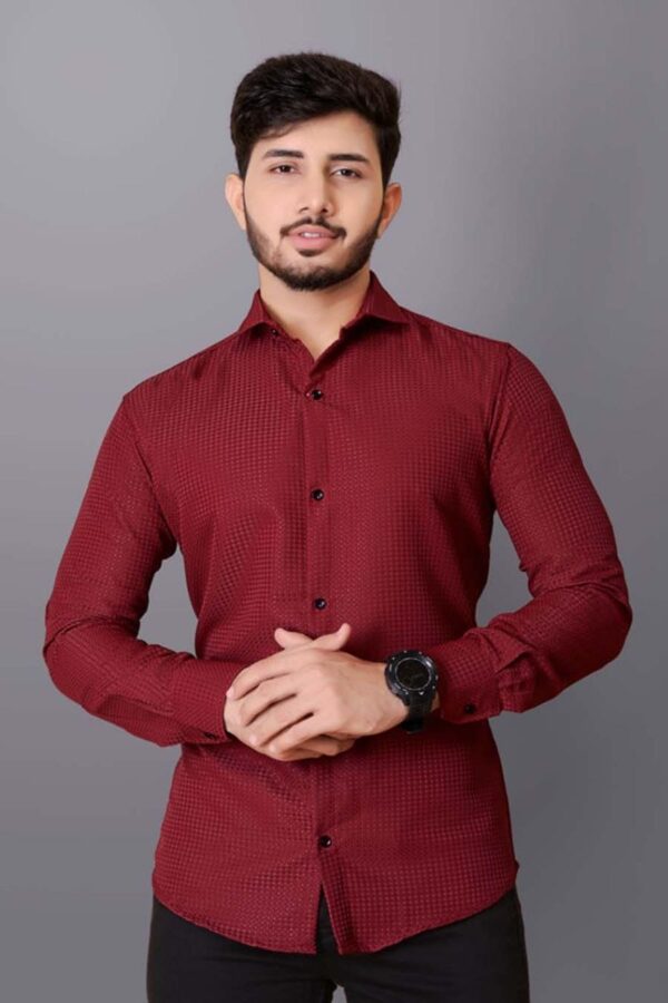 MENS PREMIUM PLAIN FULL SLEEVE SHIRT [WAFFLE FABRIC] - Image 3