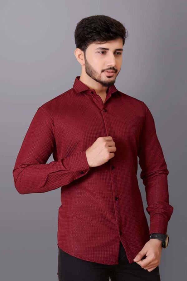 MENS PREMIUM PLAIN FULL SLEEVE SHIRT [WAFFLE FABRIC] - Image 2