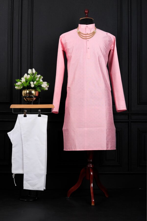 MENS SIMPLE LONG KURTA WITH MEGIC DIGITAL WORK - Image 4