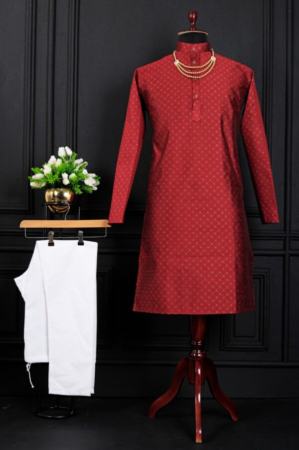 MENS SIMPLE LONG KURTA WITH MEGIC DIGITAL WORK - Image 9