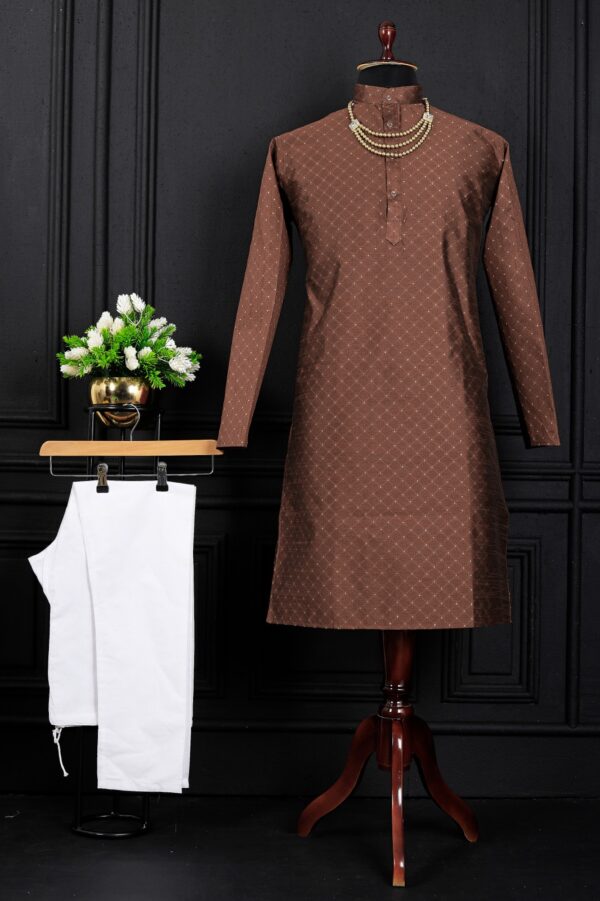 MENS SIMPLE LONG KURTA WITH MEGIC DIGITAL WORK - Image 11