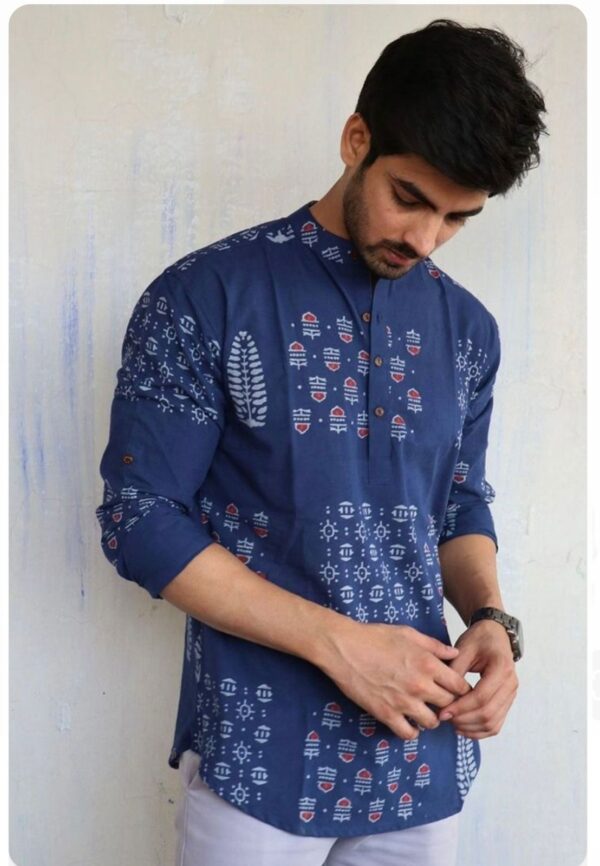 Mens regular fit printed kurta shirt