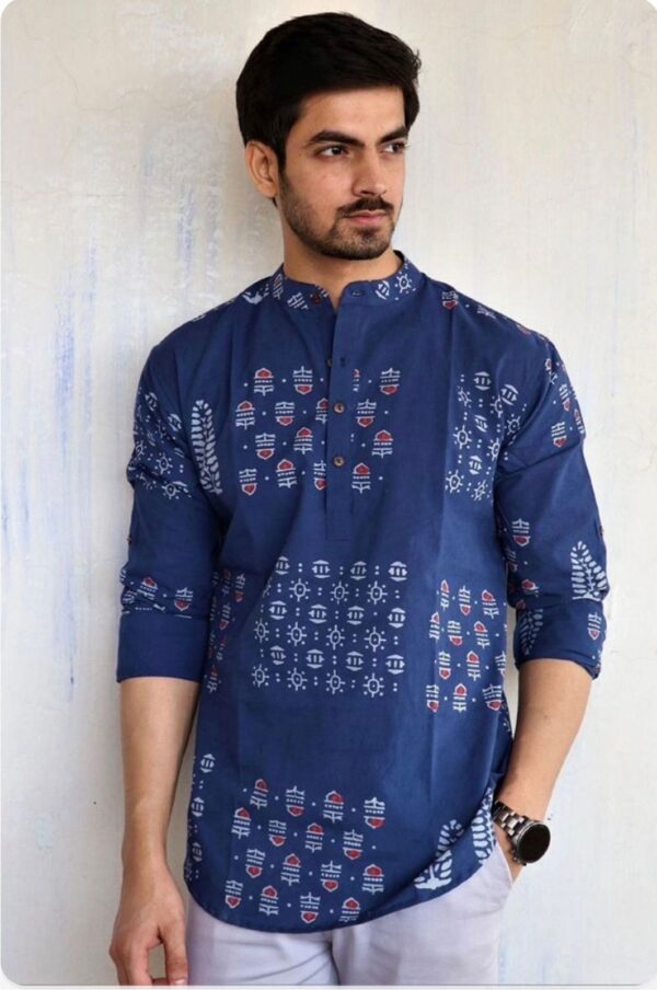 Mens regular fit printed kurta shirt - Image 2