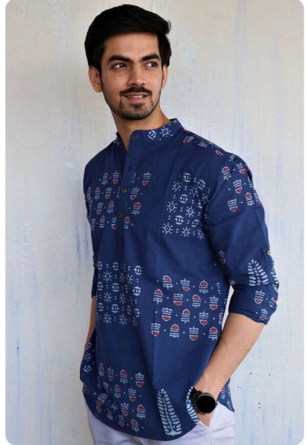 Mens regular fit printed kurta shirt - Image 4