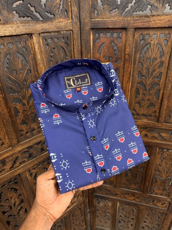 Mens regular fit printed kurta shirt - Image 6