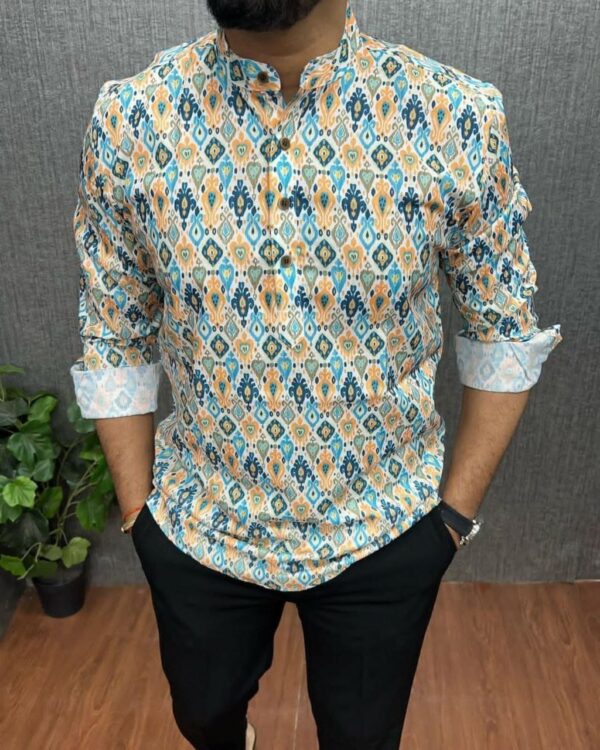 Mens regular fit printed kurta shirt