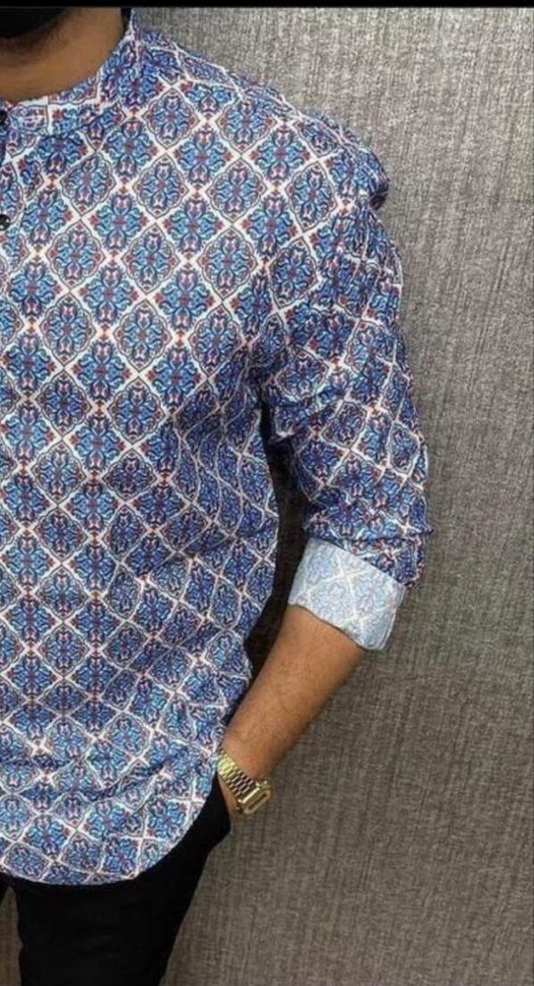 Mens printed regular fit kutra shirt - Image 5
