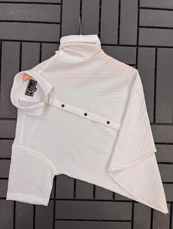 mens jecard fabric regular fir half sleeve plain shirts [8 colours] - Image 3