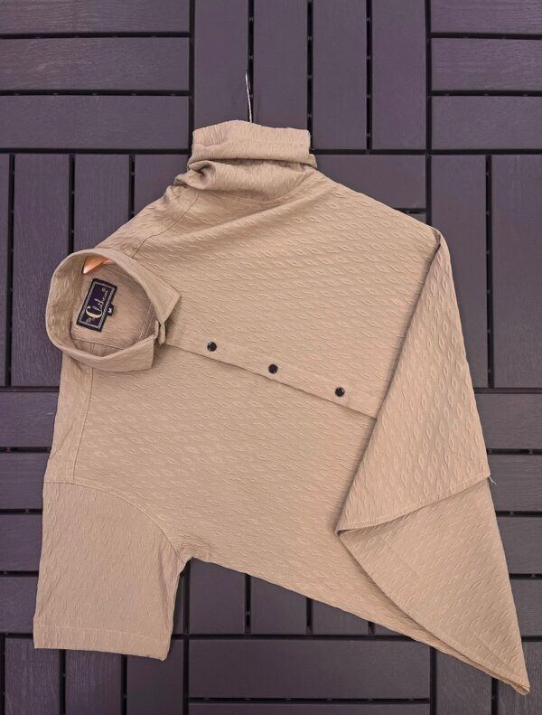 mens jecard fabric regular fir half sleeve plain shirts [8 colours] - Image 7