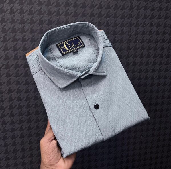 mens jecard fabric regular fir half sleeve plain shirts [8 colours] - Image 16