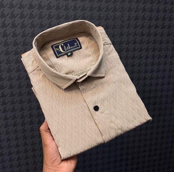 mens jecard fabric regular fir half sleeve plain shirts [8 colours] - Image 8