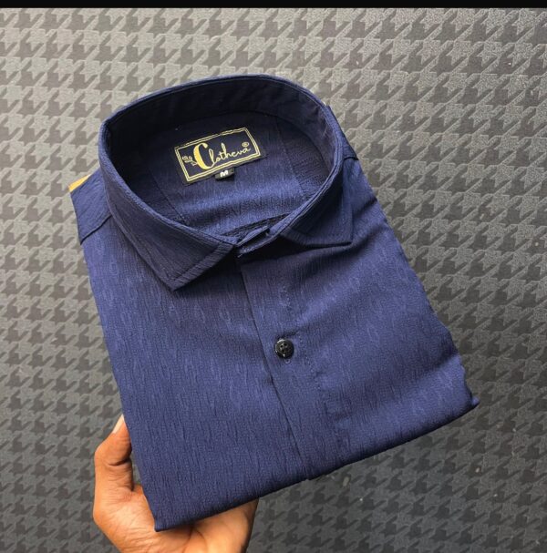 mens jecard fabric regular fir half sleeve plain shirts [8 colours] - Image 12