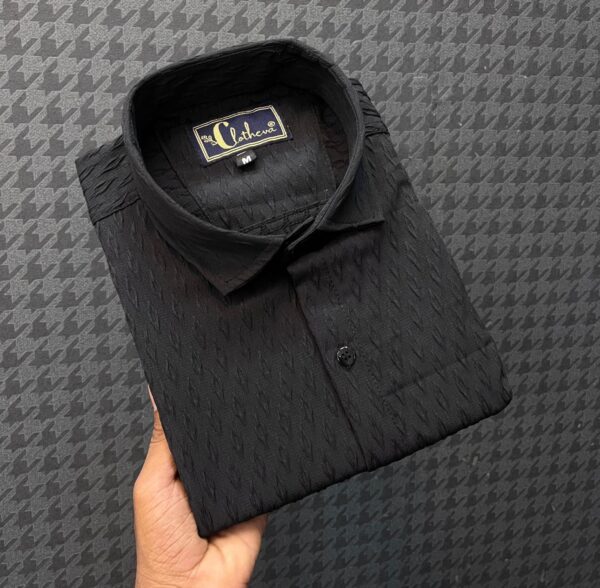 mens jecard fabric regular fir half sleeve plain shirts [8 colours] - Image 2