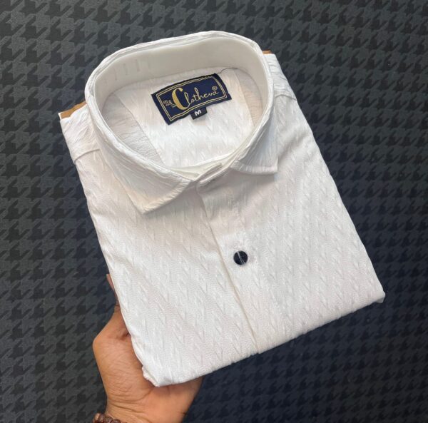 mens jecard fabric regular fir half sleeve plain shirts [8 colours] - Image 4