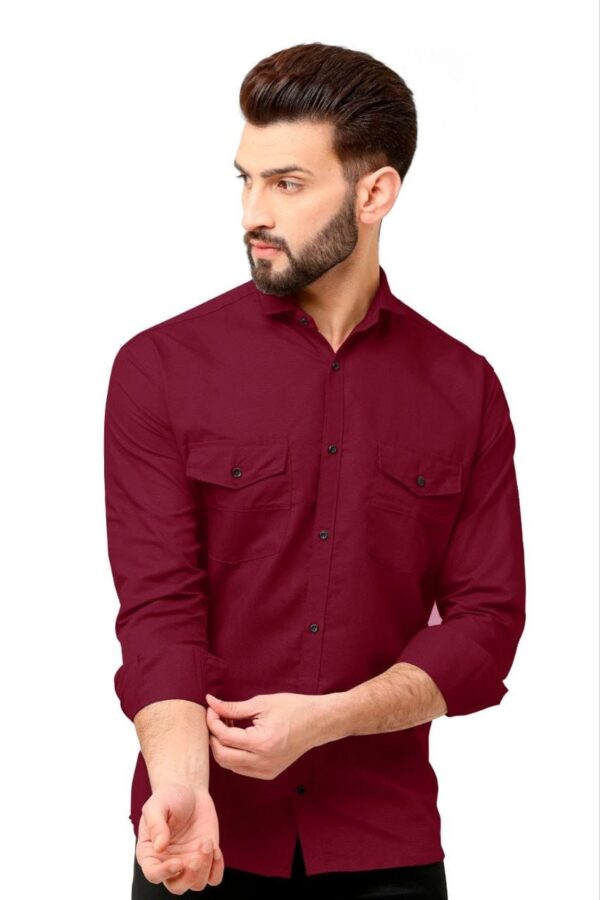 MENS PLAIN FULL SLEEVE POCKET SHIRTS [7 COLOURS]