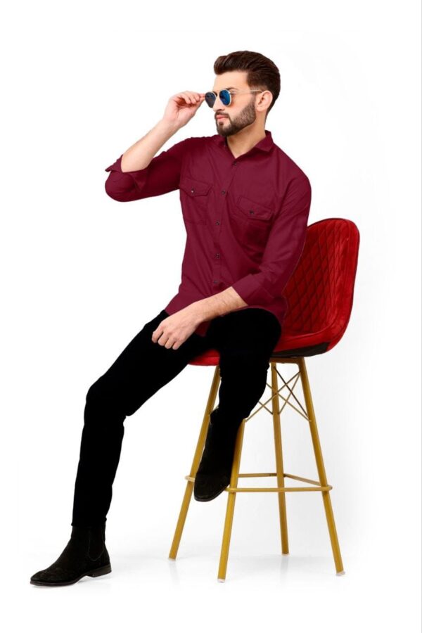 MENS PLAIN FULL SLEEVE POCKET SHIRTS [7 COLOURS] - Image 21