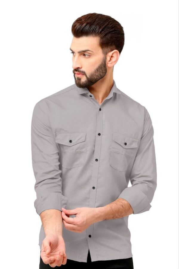 MENS PLAIN FULL SLEEVE POCKET SHIRTS [7 COLOURS] - Image 19