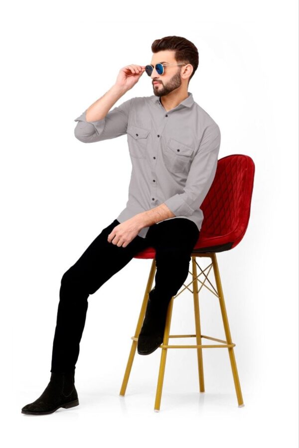 MENS PLAIN FULL SLEEVE POCKET SHIRTS [7 COLOURS] - Image 17