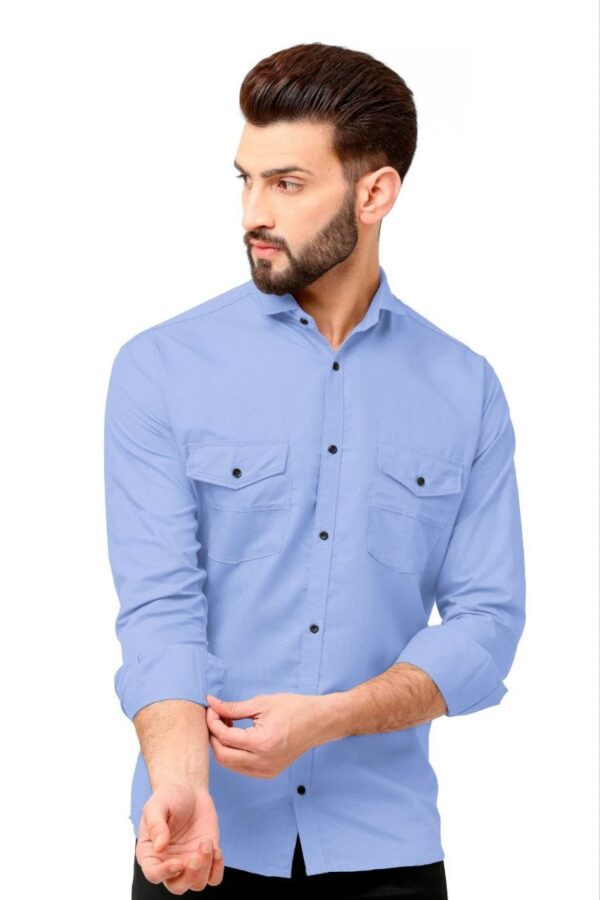 MENS PLAIN FULL SLEEVE POCKET SHIRTS [7 COLOURS] - Image 15