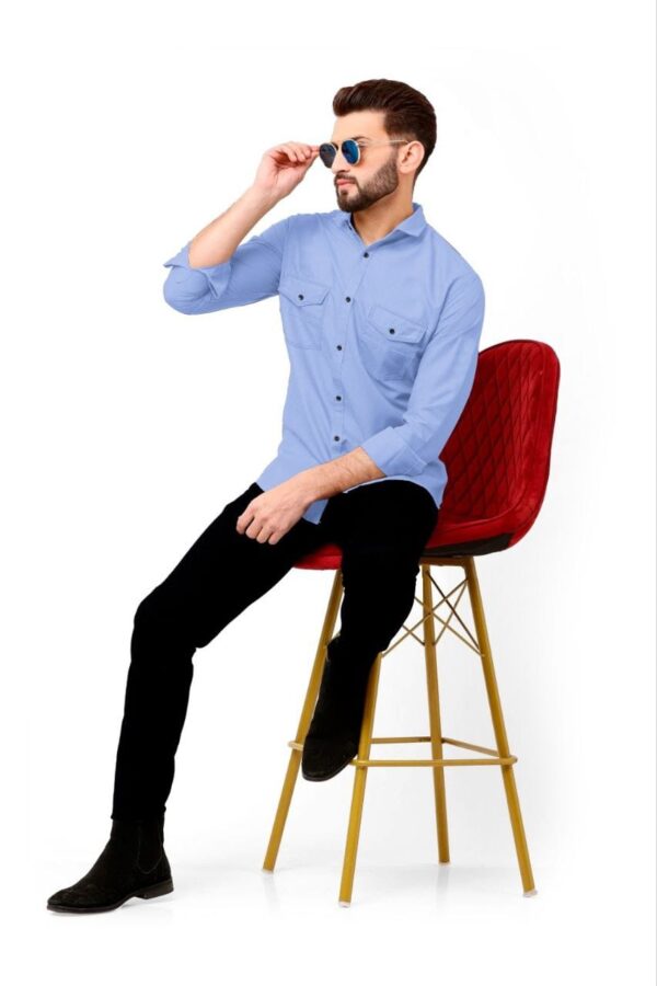 MENS PLAIN FULL SLEEVE POCKET SHIRTS [7 COLOURS] - Image 14