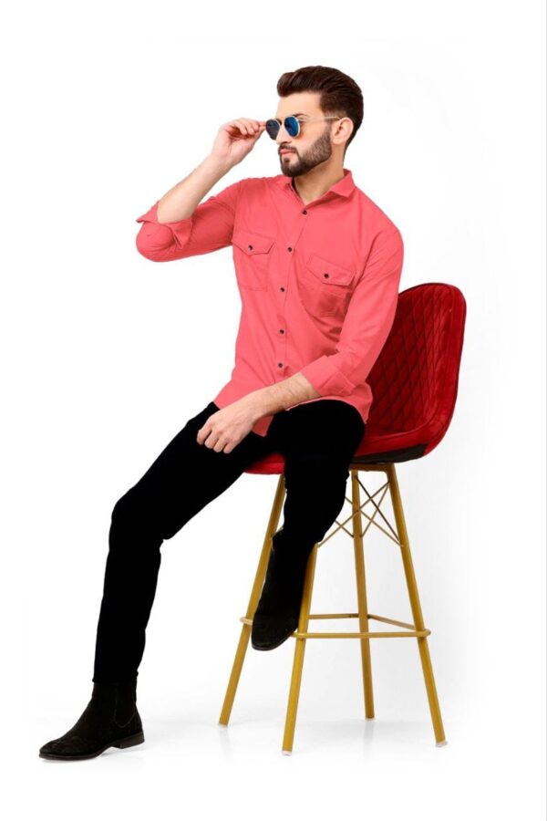 MENS PLAIN FULL SLEEVE POCKET SHIRTS [7 COLOURS] - Image 8