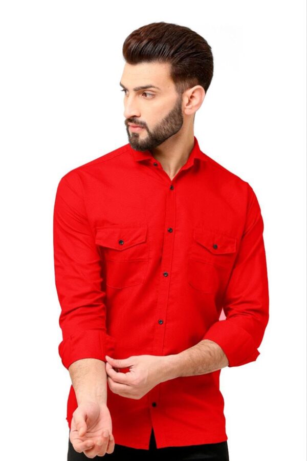 MENS PLAIN FULL SLEEVE POCKET SHIRTS [7 COLOURS] - Image 7
