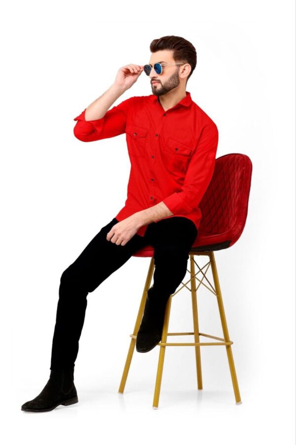 MENS PLAIN FULL SLEEVE POCKET SHIRTS [7 COLOURS] - Image 5