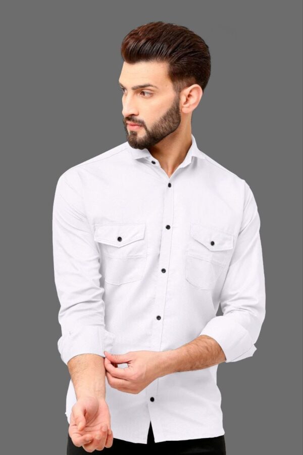MENS PLAIN FULL SLEEVE POCKET SHIRTS [7 COLOURS] - Image 4