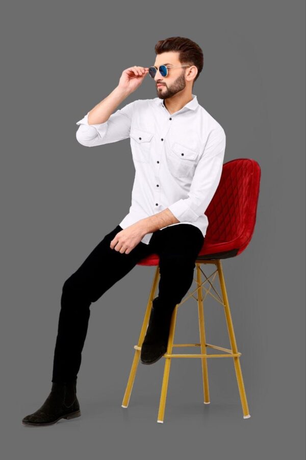 MENS PLAIN FULL SLEEVE POCKET SHIRTS [7 COLOURS] - Image 2