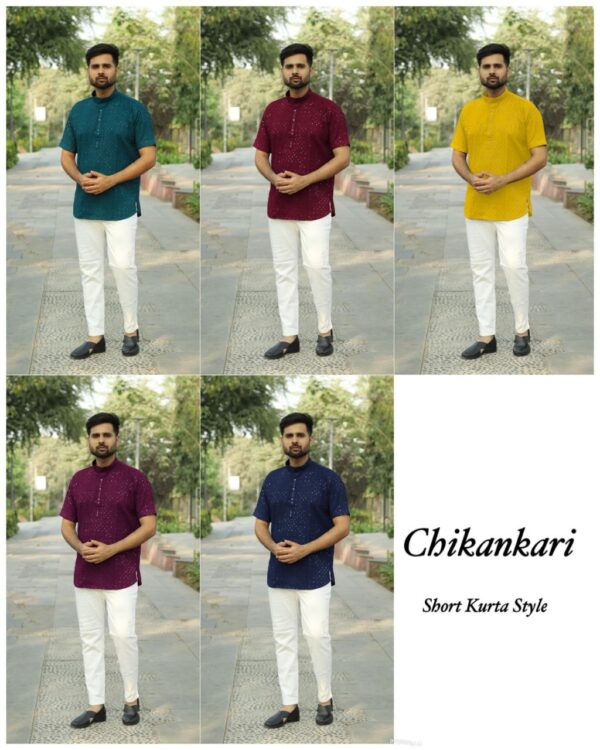 mens festive embroidered kurtas in 5 bold colors