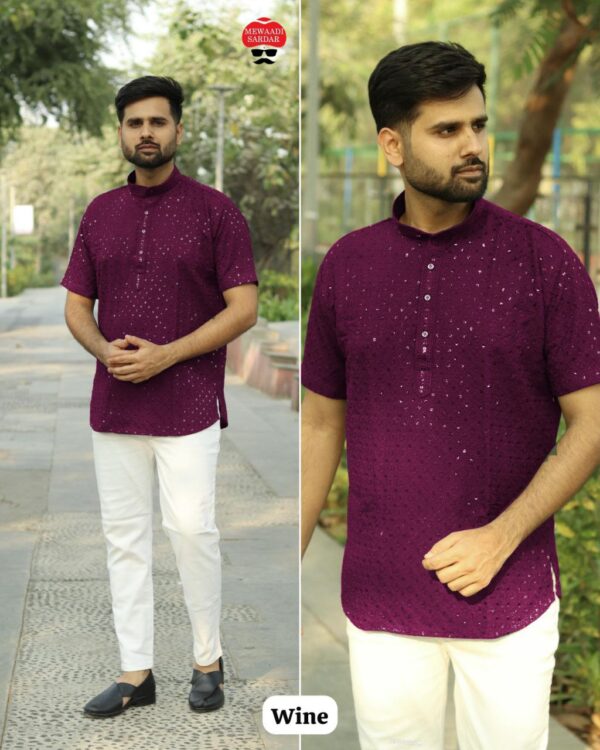 mens festive embroidered kurtas in 5 bold colors - Image 6