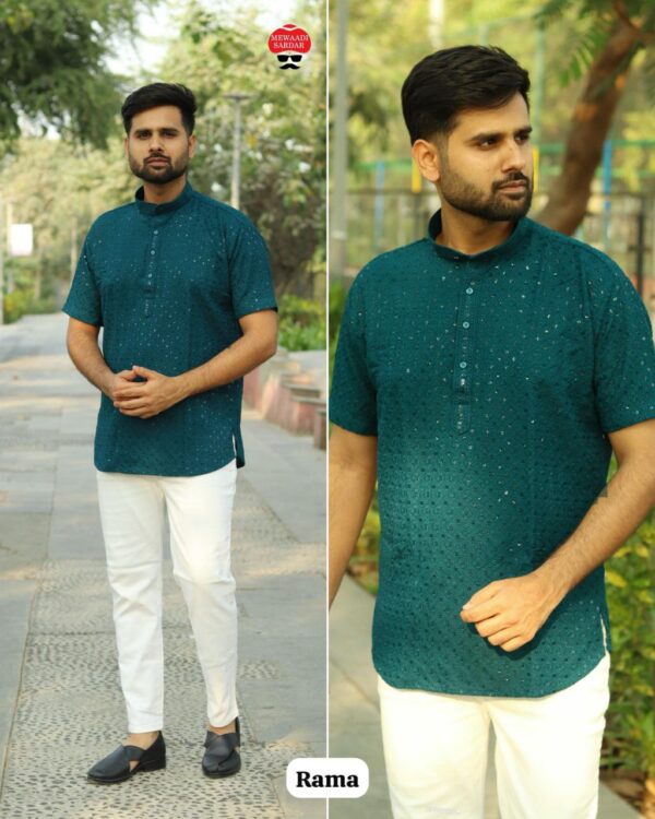mens festive embroidered kurtas in 5 bold colors - Image 5