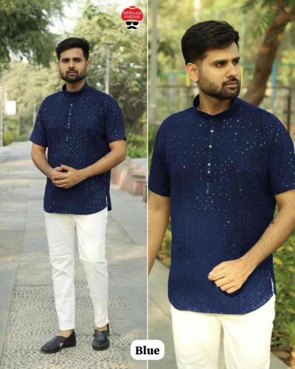 mens festive embroidered kurtas in 5 bold colors - Image 7
