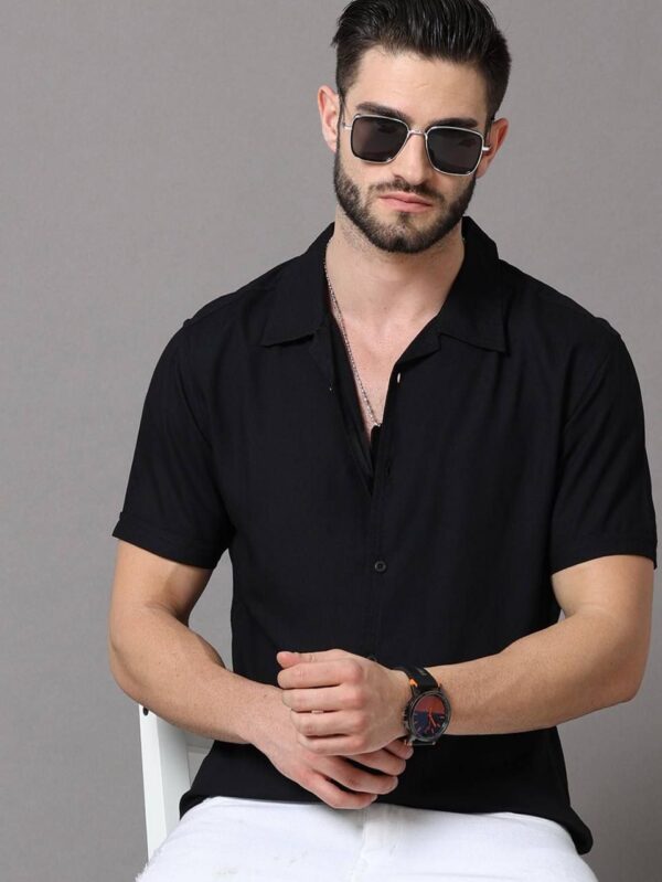 mens regular fit plain half sleeve shirt in 8 bold colors - Image 21