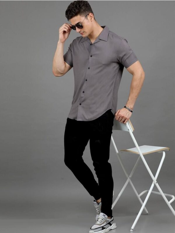 mens regular fit plain half sleeve shirt in 8 bold colors - Image 13