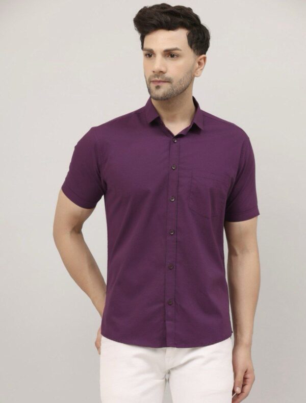 mens regular fit plain half sleeve shirt in 8 bold colors - Image 8