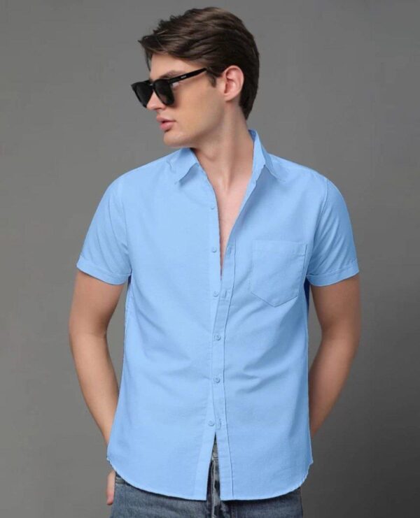 mens regular fit plain half sleeve shirt in 8 bold colors - Image 4