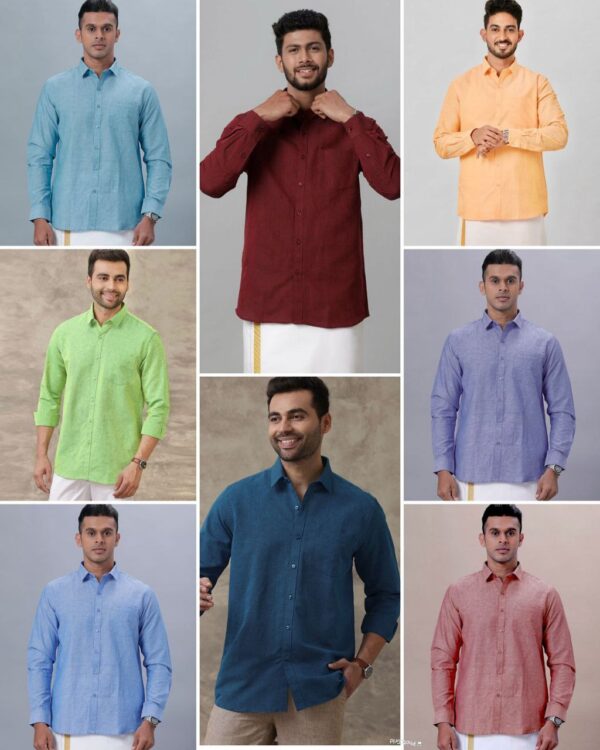 mens regular fit plain full sleeve shirt in 8 bold colors