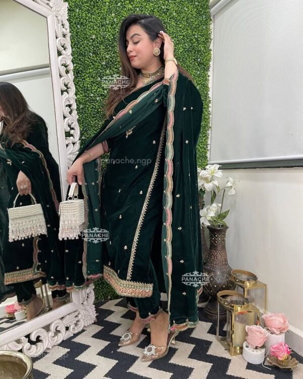 premium festive wear dress with pant and dupatta in 2 classy colors